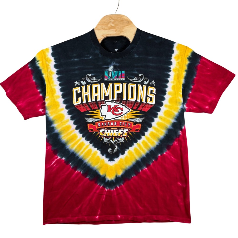 Fanatics Super Bowl LVII Champions T-Shirt Men XL Red Tie Dye Kansas City Chiefs